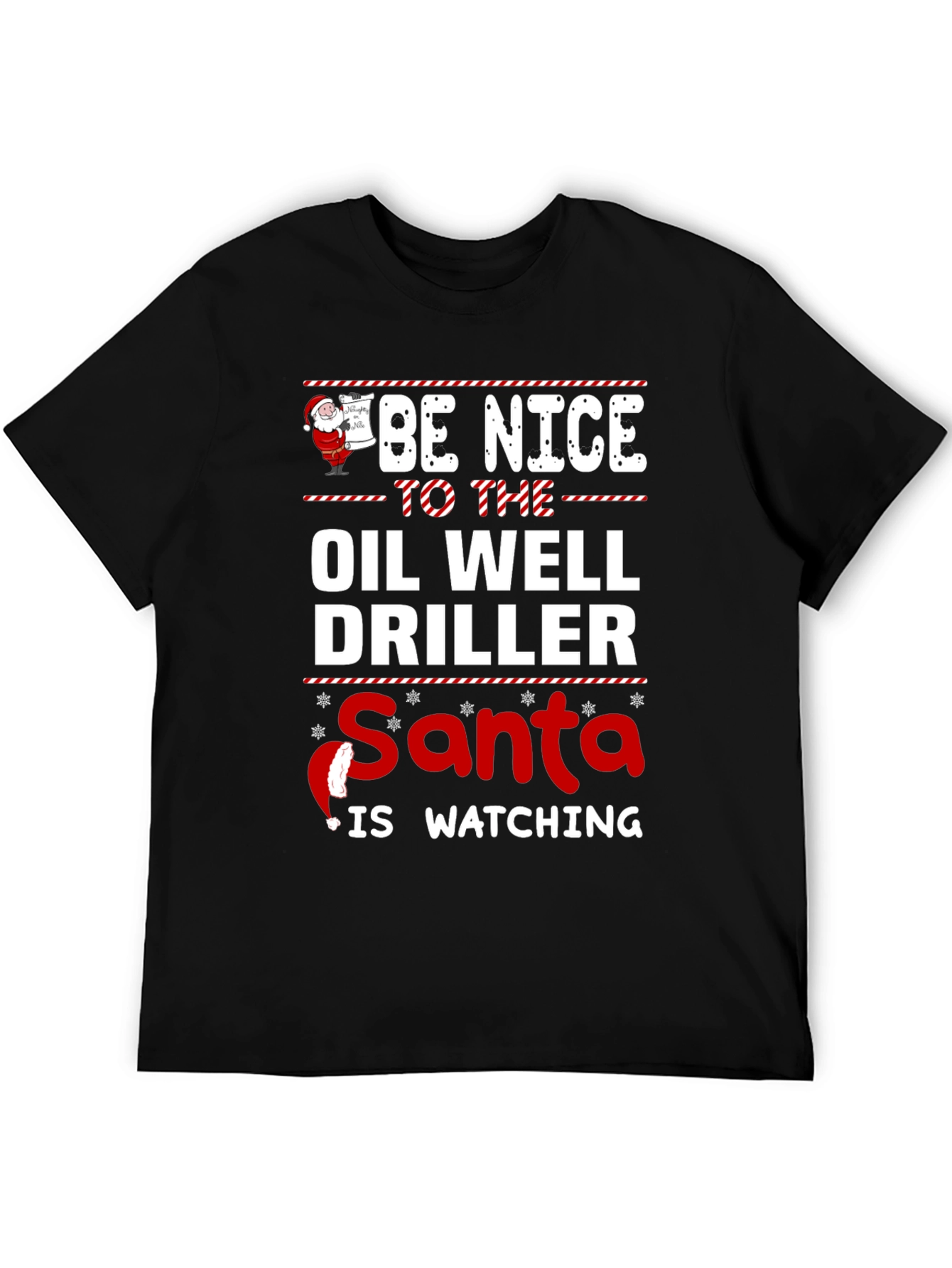 Funny Oil Well Driller Santa Watching Christmas T-Shirt