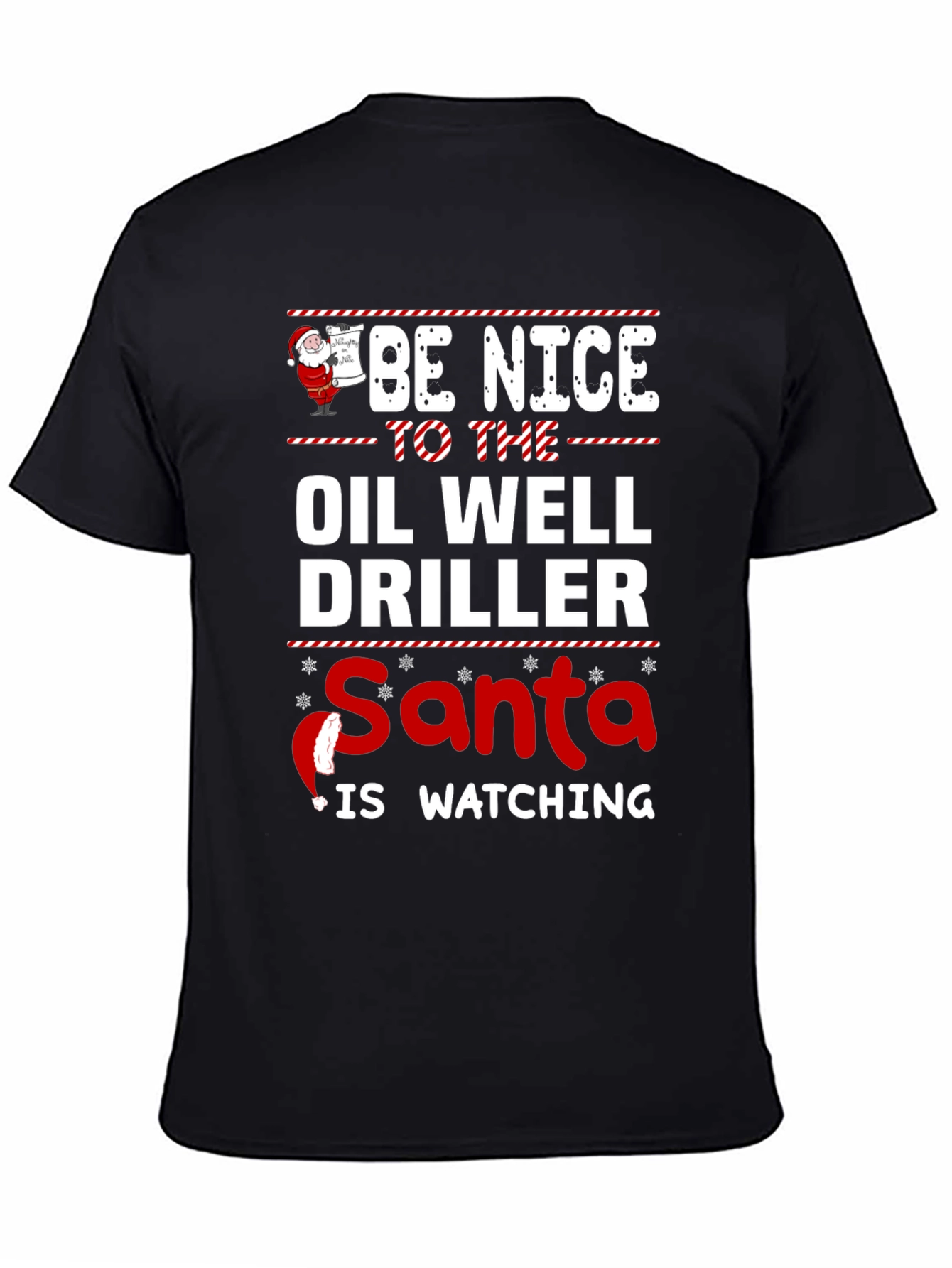 Funny Oil Well Driller Santa Watching Christmas T-Shirt