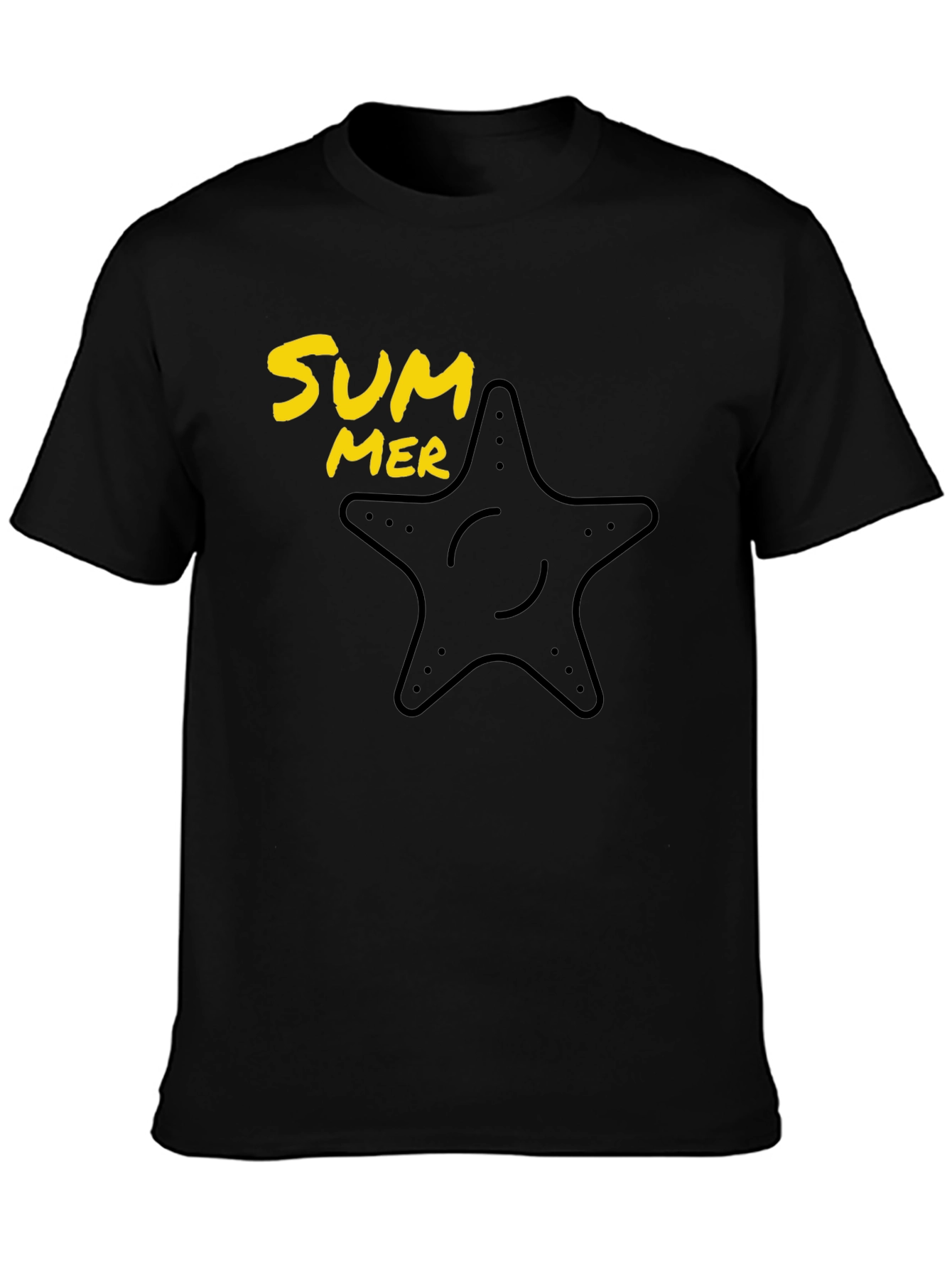 Summer Starfish Graphic Tee - Black