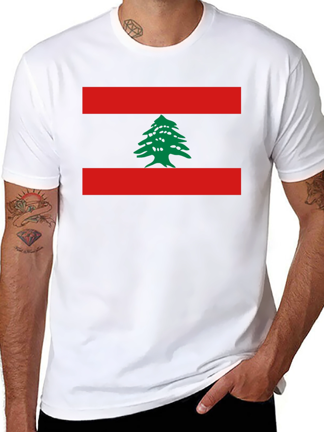 Lebanon Flag T-Shirt Cedar Tree Design