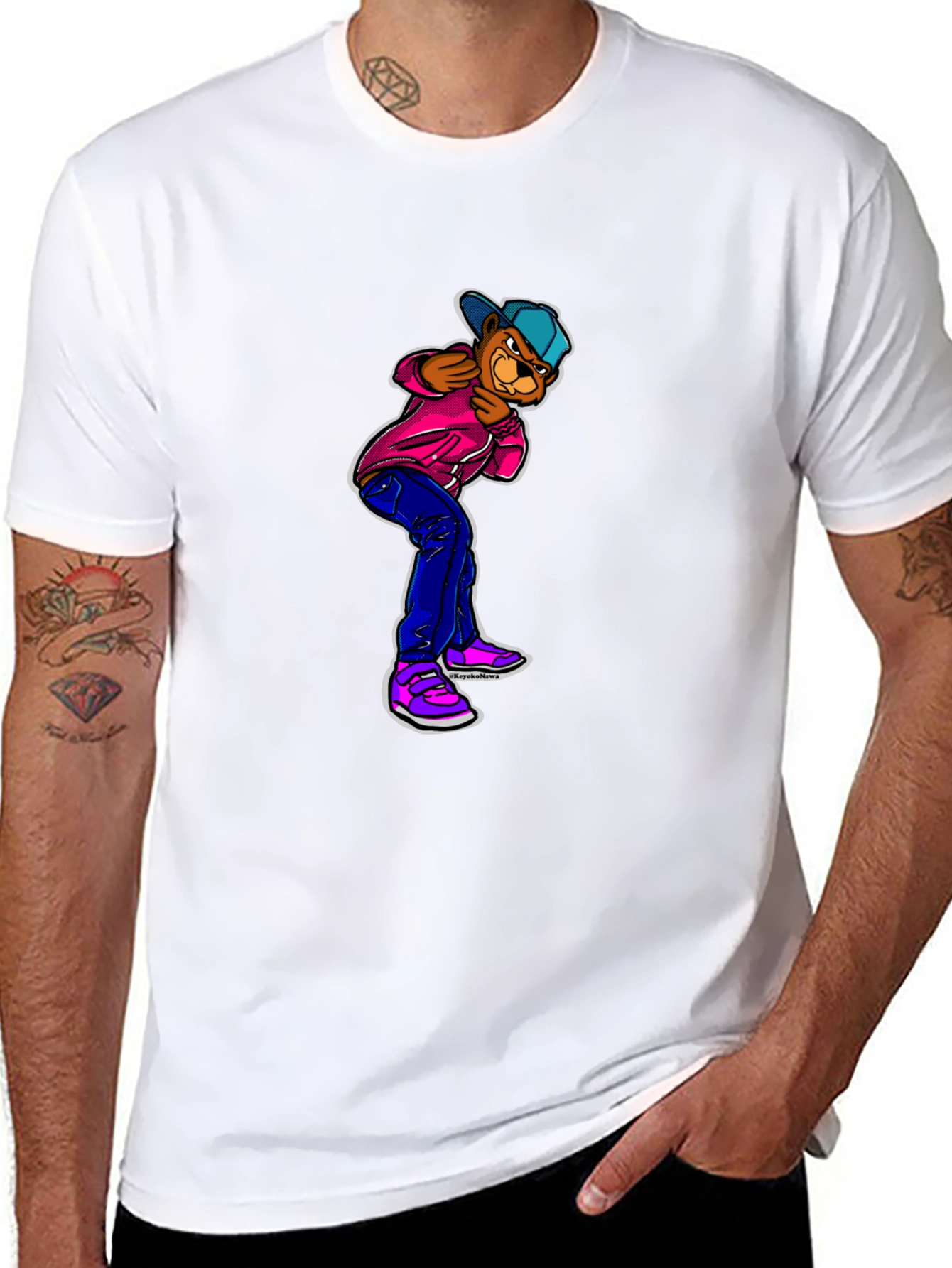 Cartoon Bear Graphic Black T-Shirt