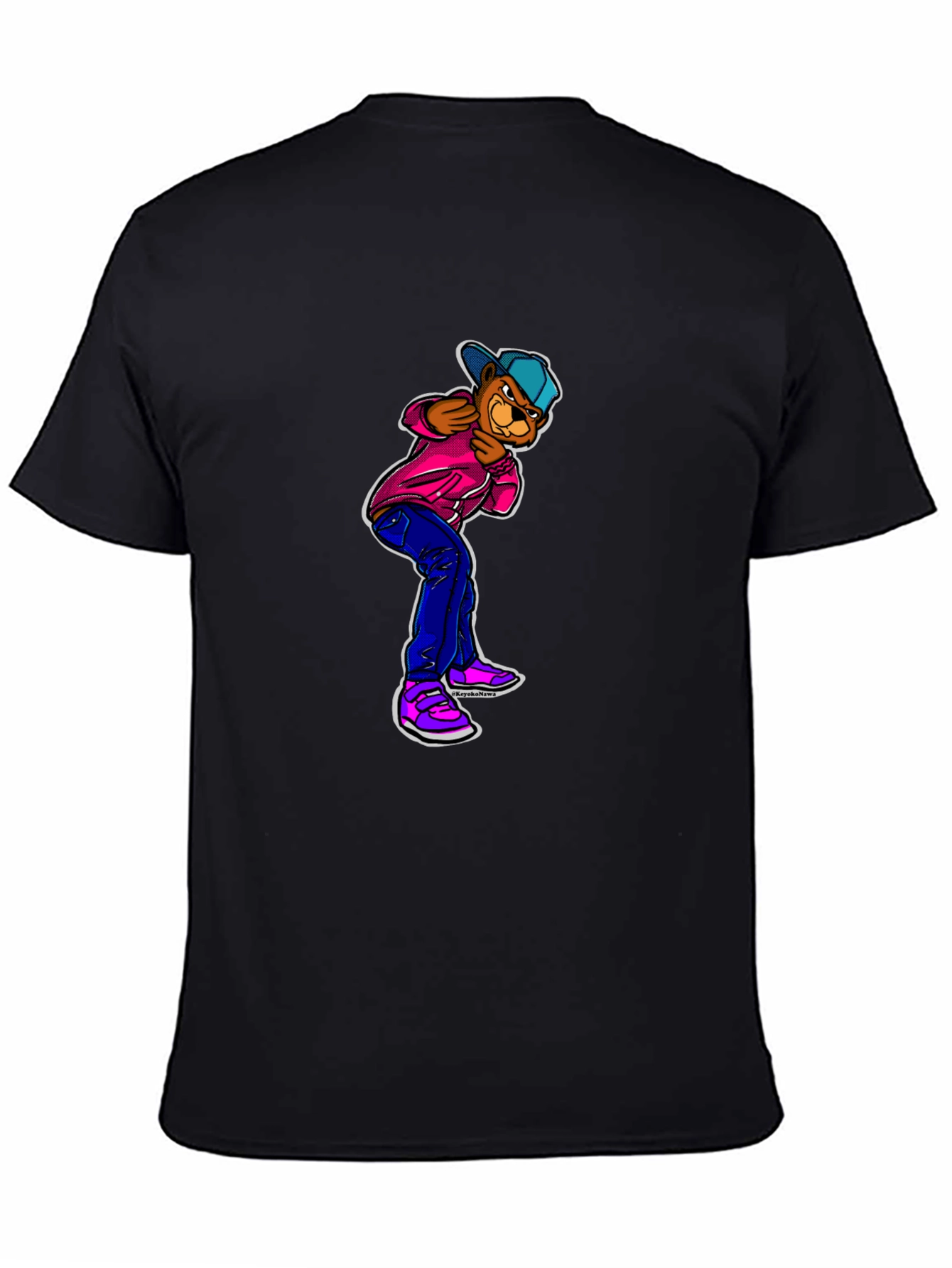 Cartoon Bear Graphic Black T-Shirt