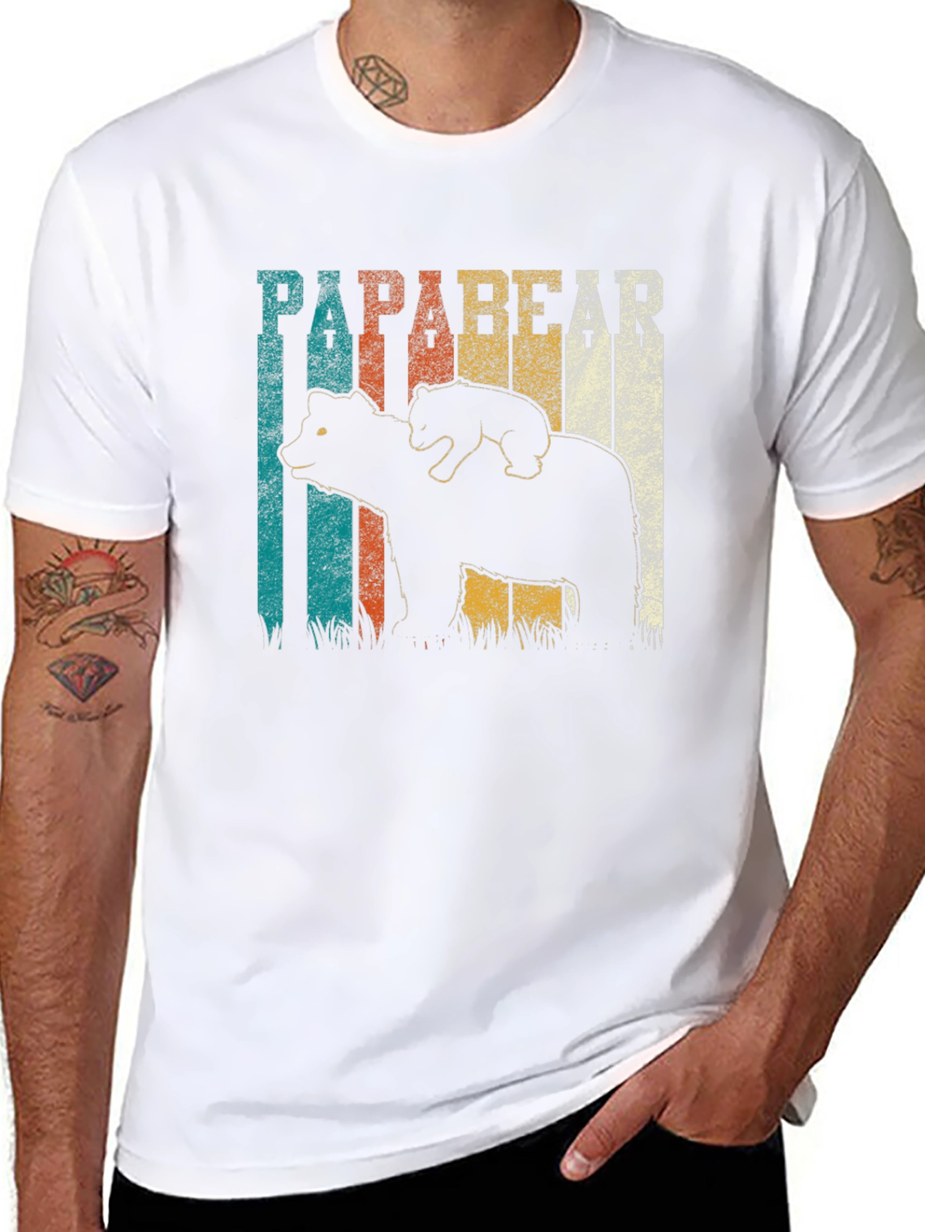 Papa Bear Retro T-Shirt - Fathers Day Gift