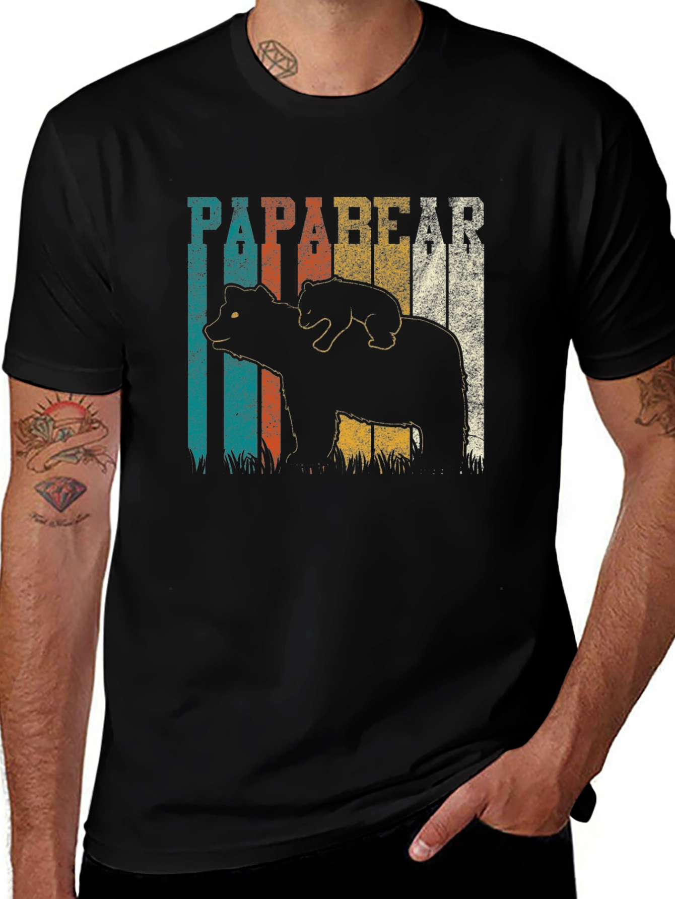 Papa Bear Retro T-Shirt - Fathers Day Gift