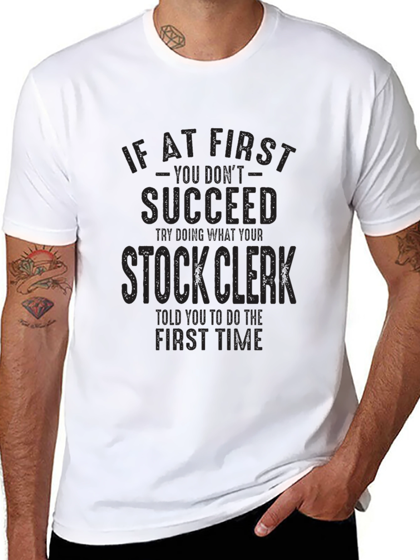 Succeed Stock Clerk Black Graphic T-Shirt