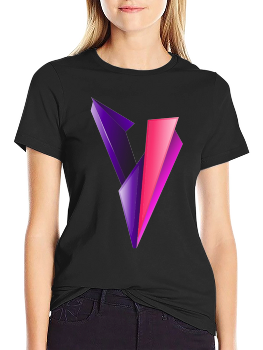 Abstract V Graphic Print Black T-Shirt
