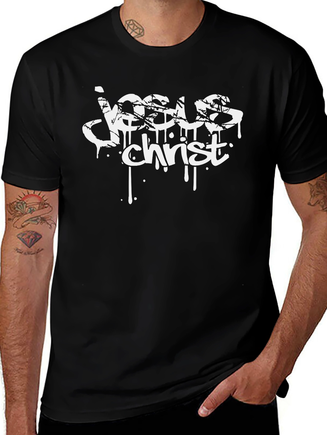 Jesus Christ Graphic Tee - Black Cotton T-Shirt