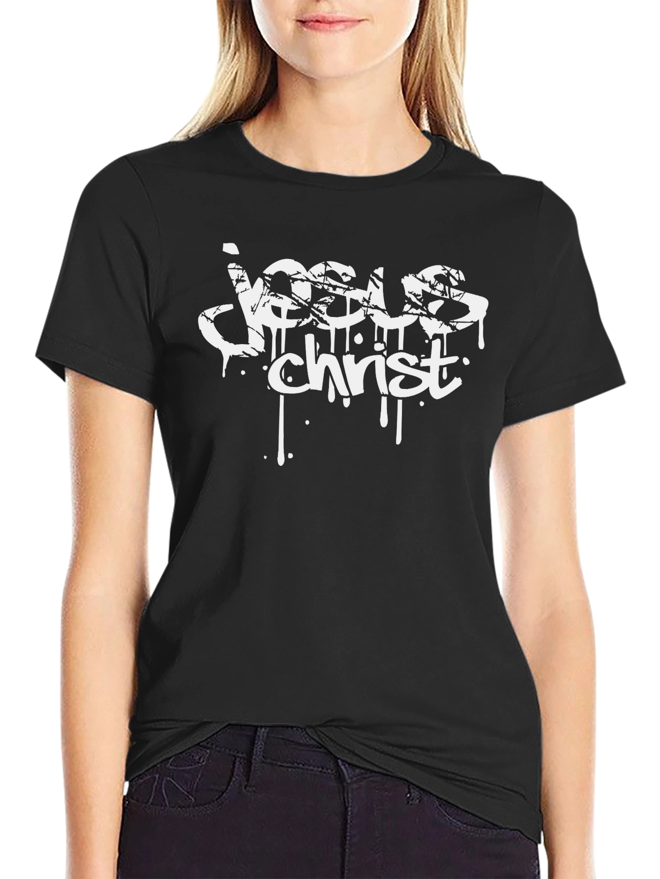 Jesus Christ Graphic Tee - Black Cotton T-Shirt