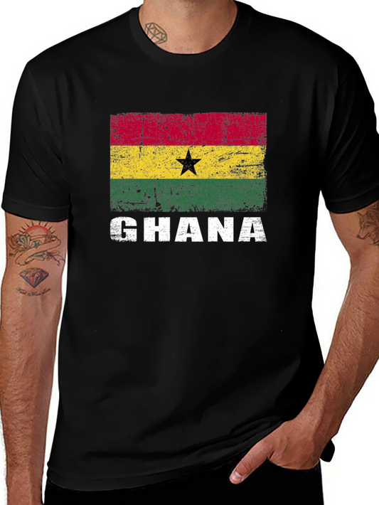 Ghana Flag Graphic T-Shirt - Distressed Design
