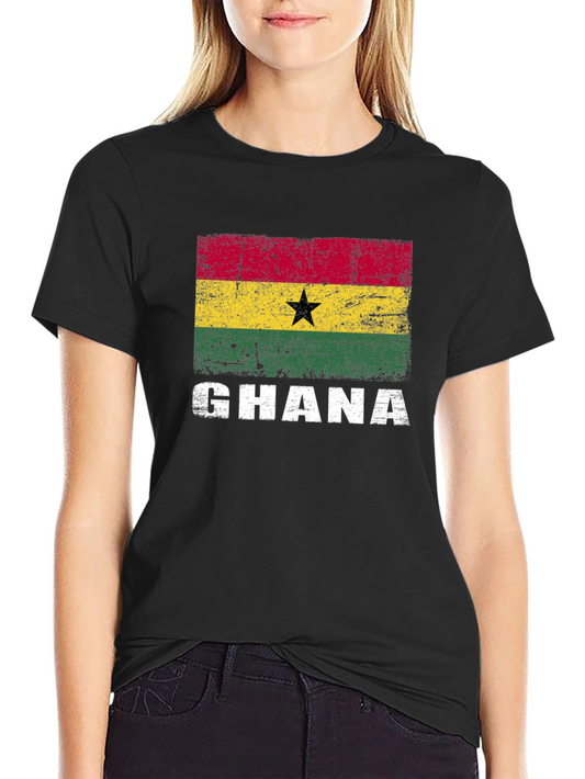 Ghana Flag Graphic T-Shirt - Distressed Design