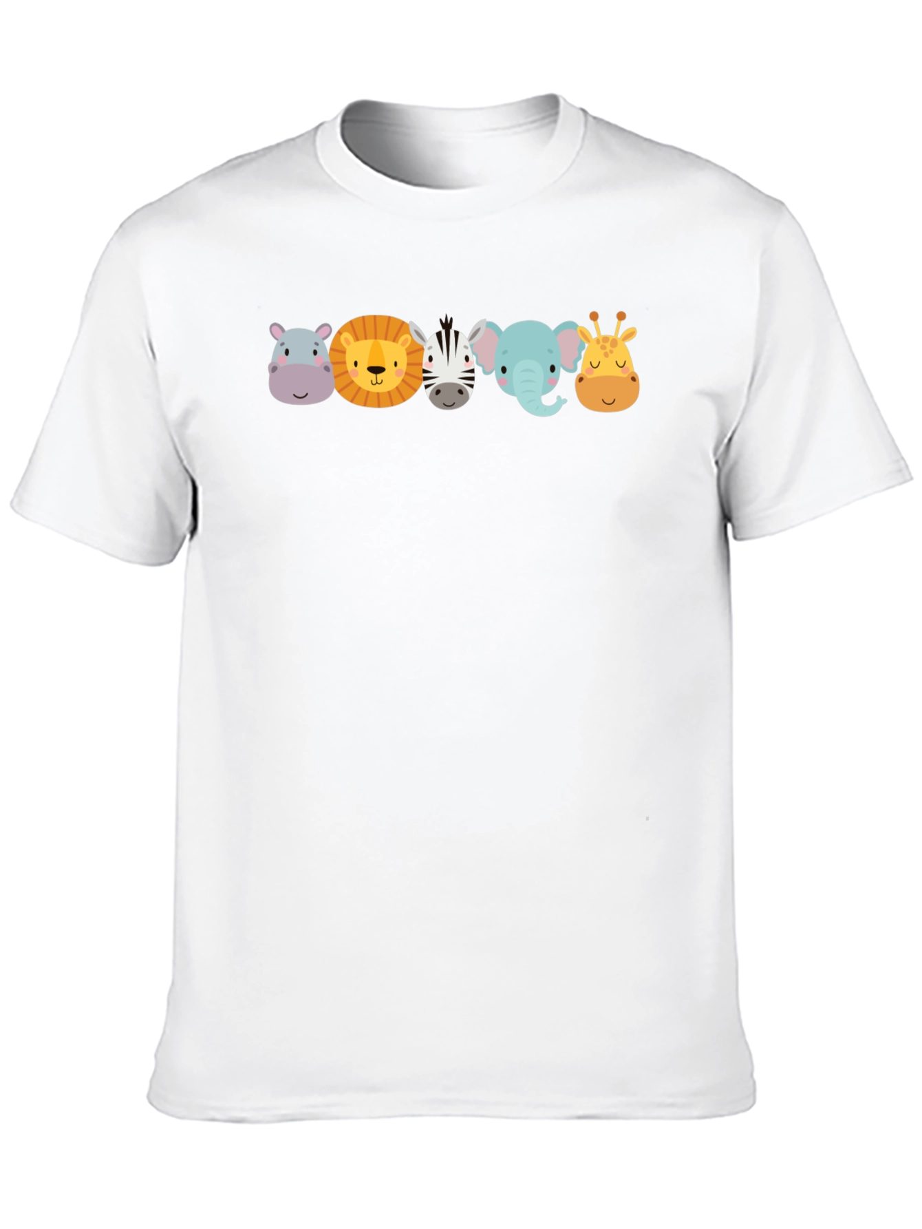 Cartoon Animal Faces Black T-Shirt