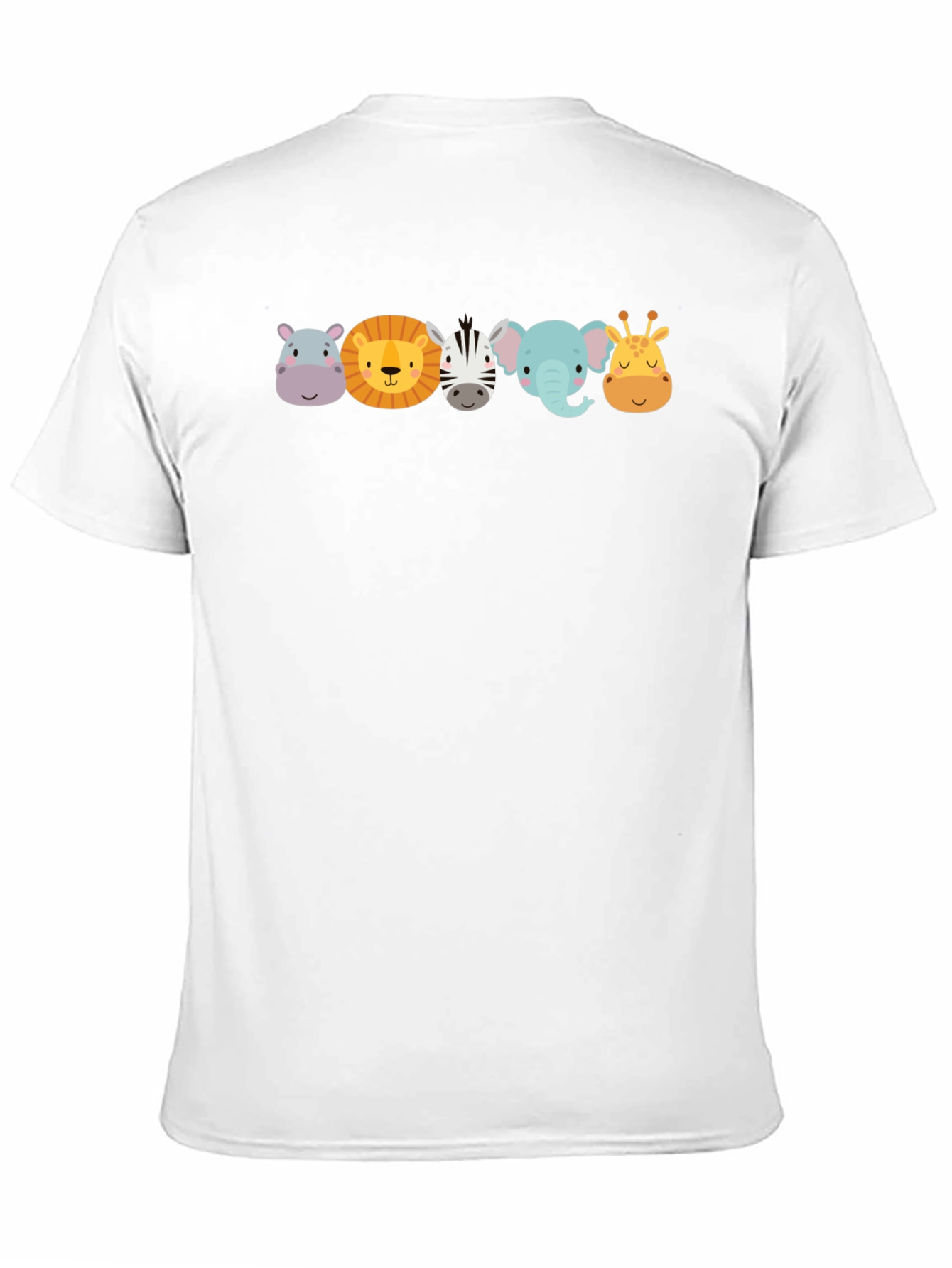 Cartoon Animal Faces Black T-Shirt