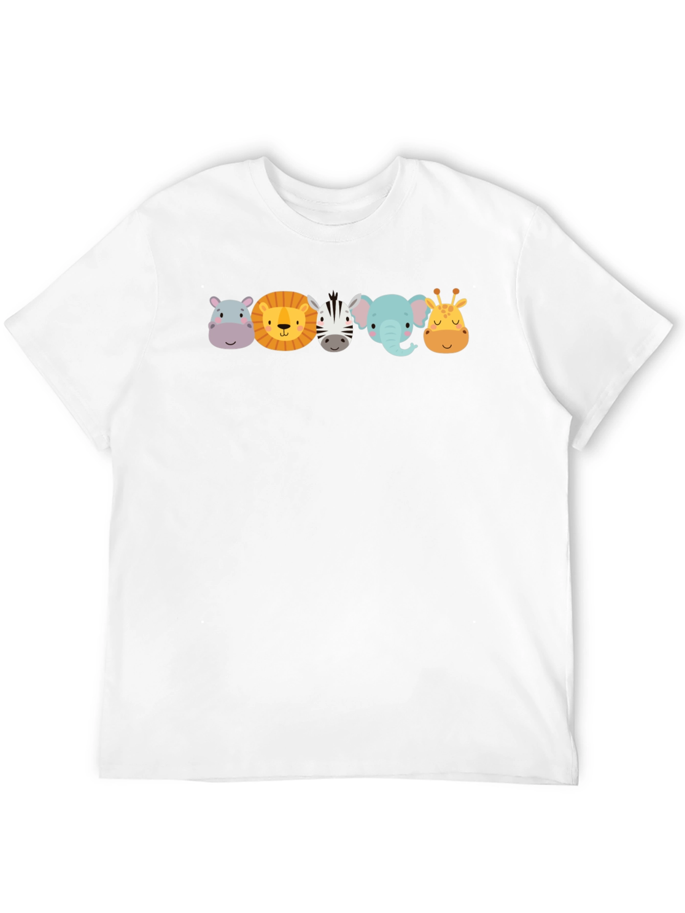 Cartoon Animal Faces Black T-Shirt