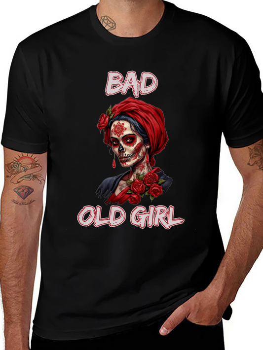 Bad Old Girl T-Shirt - Day of the Dead Style