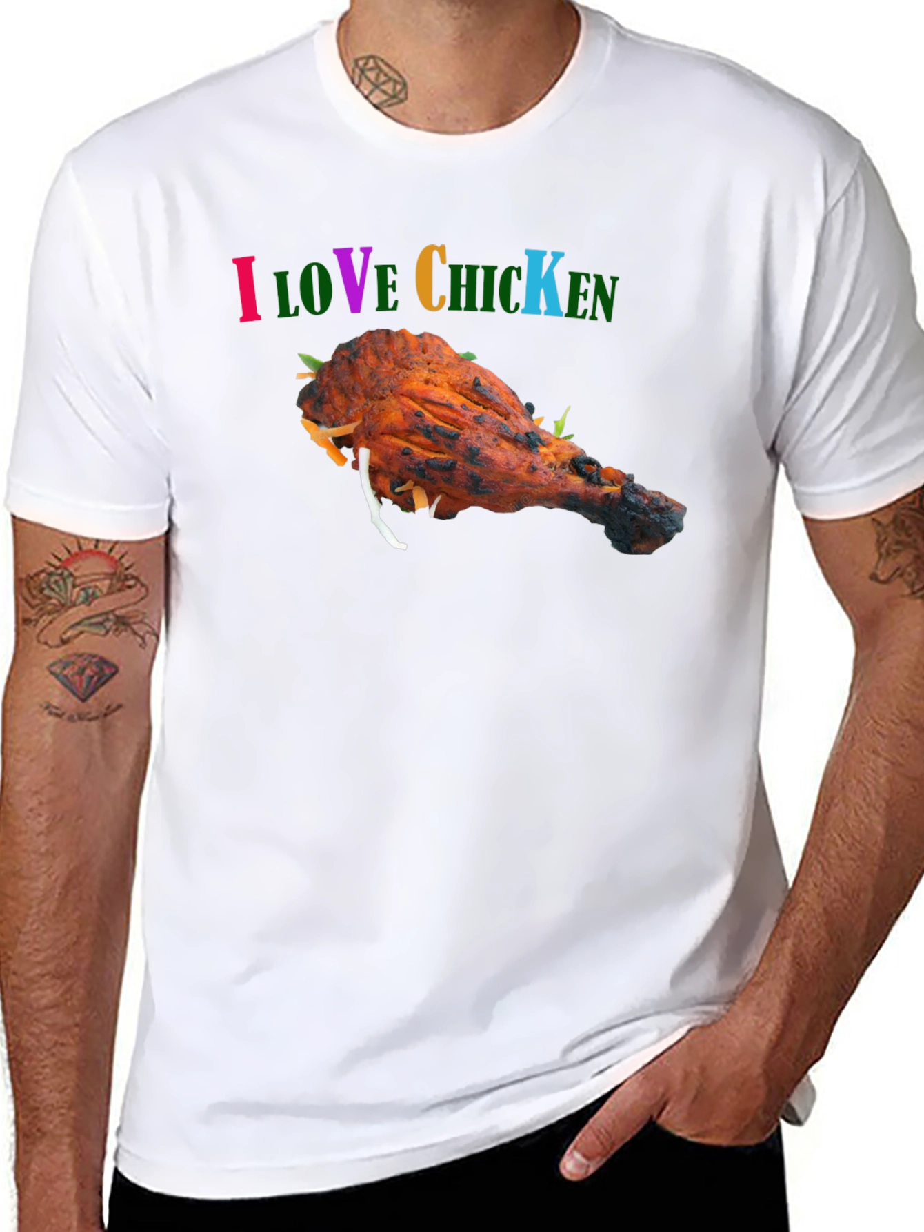 I Love Chicken Black Graphic Tee