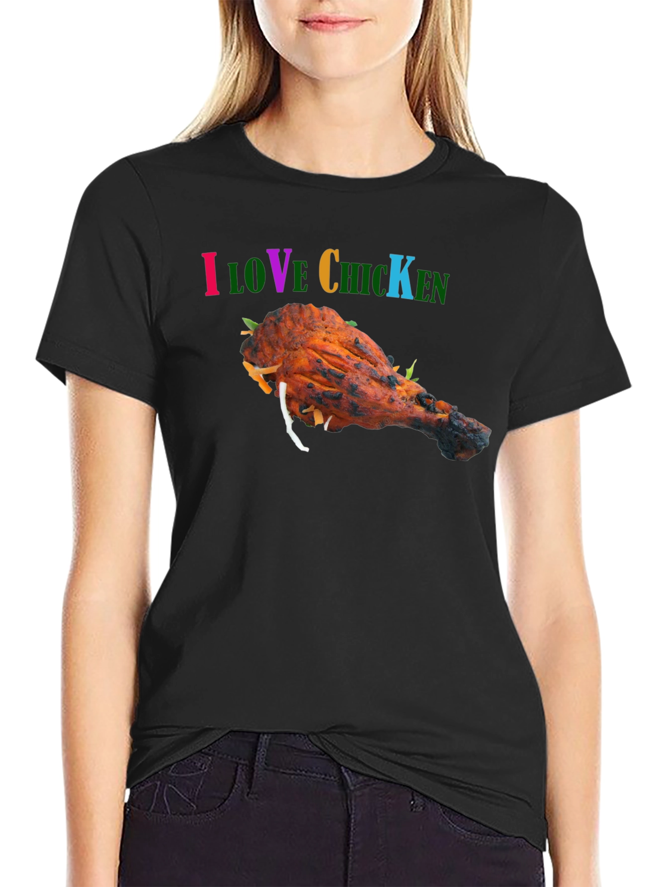 I Love Chicken Black Graphic Tee