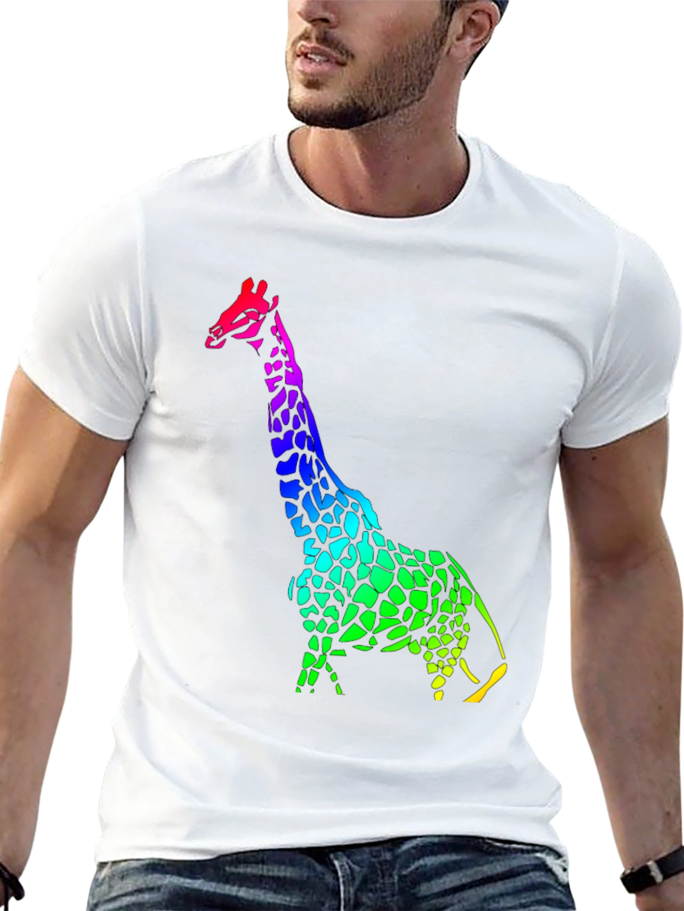 Rainbow Giraffe Graphic T-Shirt