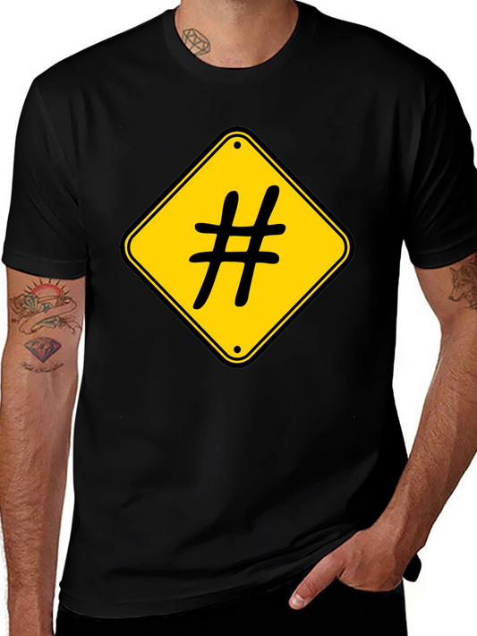 Hashtag Road Sign Black T-Shirt
