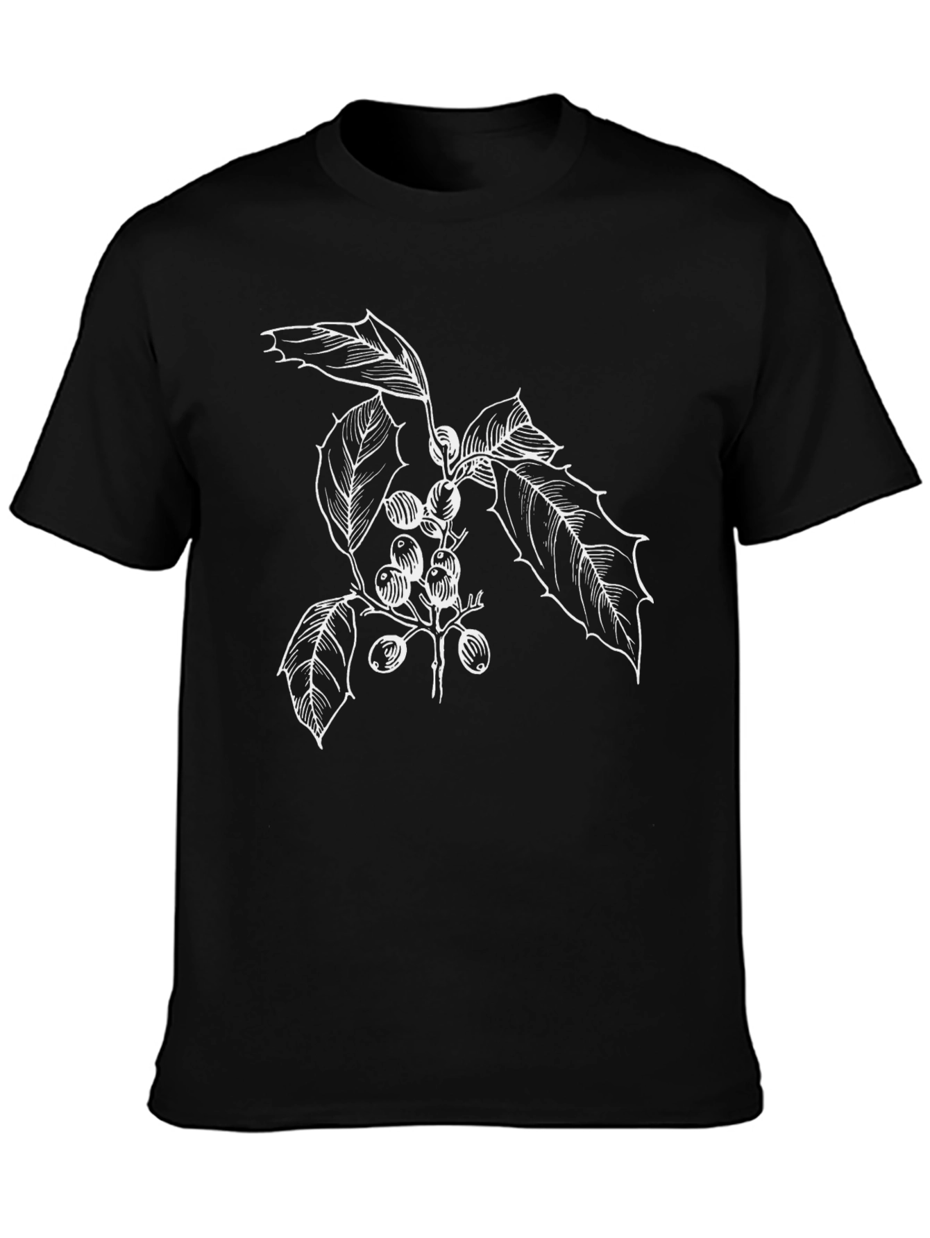 Botanical Berry Print Black T-Shirt