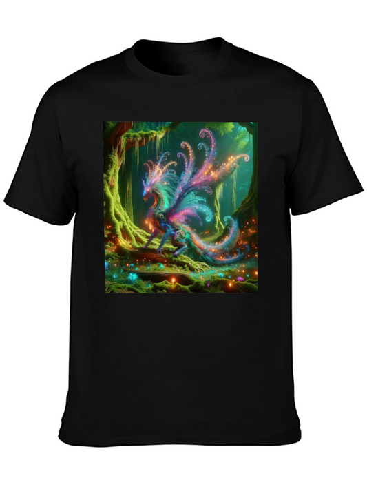 Enchanted Forest Dragon Graphic Tee - Black