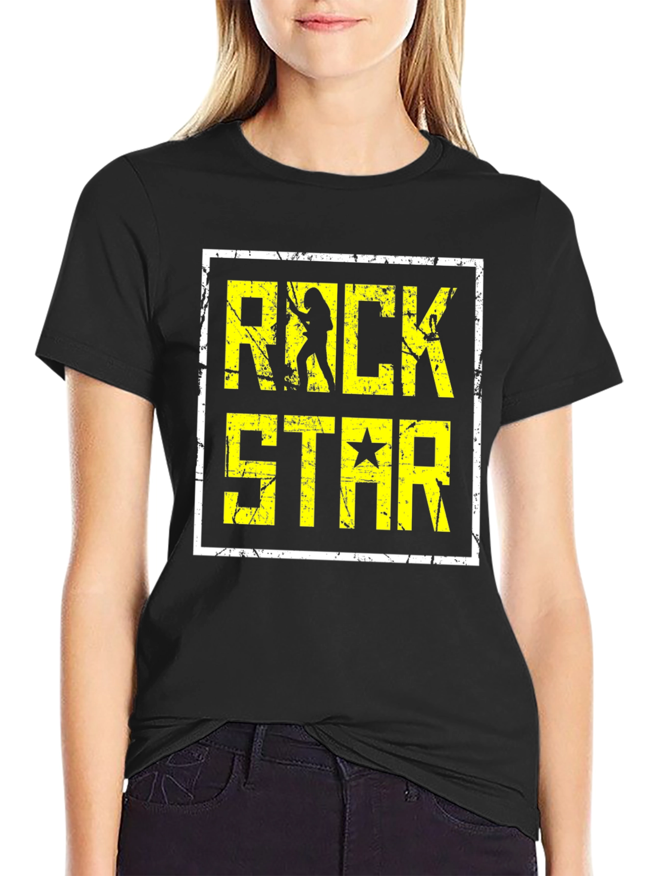 Rock Star Graphic Tee - Black Cotton Blend