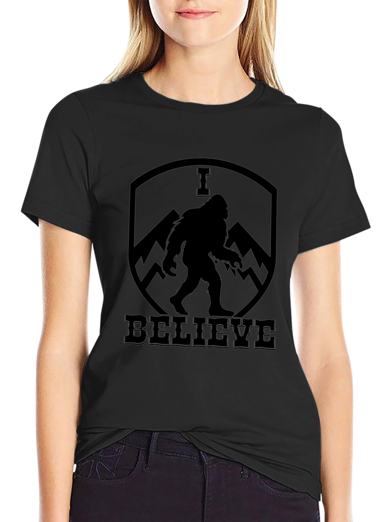 I Believe Bigfoot T-Shirt - Black Sasquatch Tee