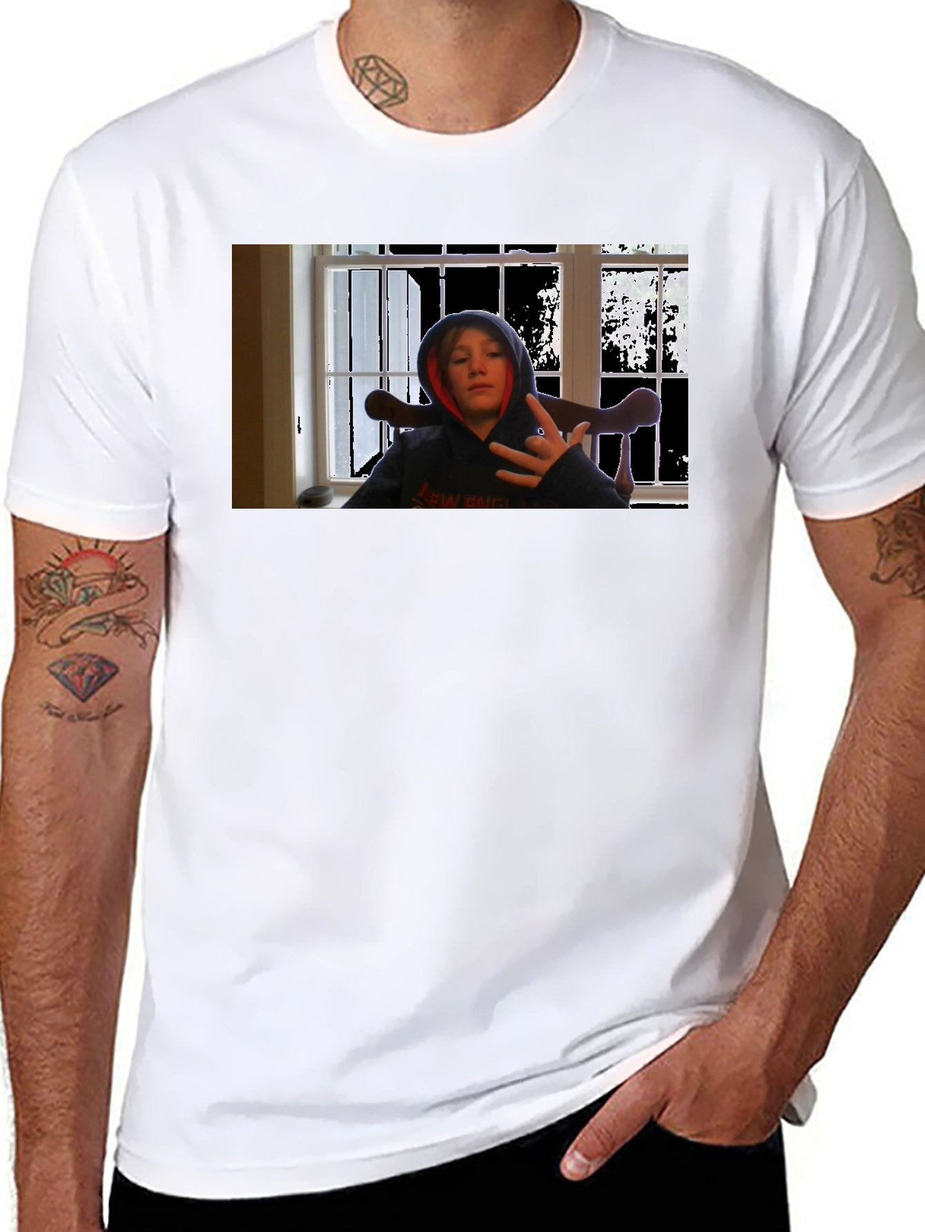 Black T-Shirt with Youth Graphic Print