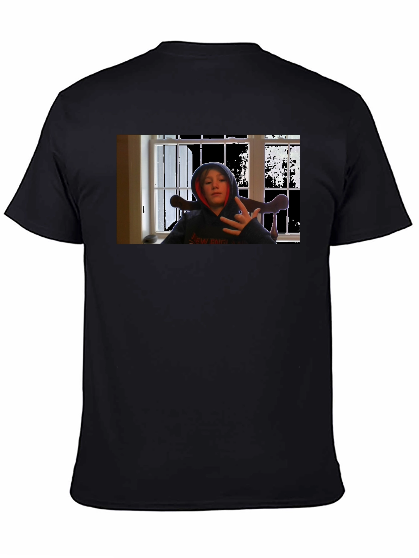 Black T-Shirt with Youth Graphic Print