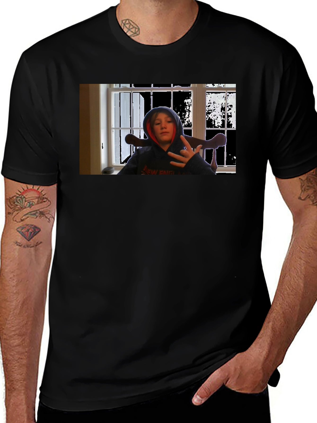 Black T-Shirt with Youth Graphic Print