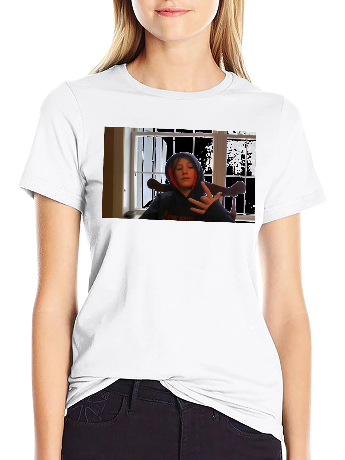 Black T-Shirt with Youth Graphic Print