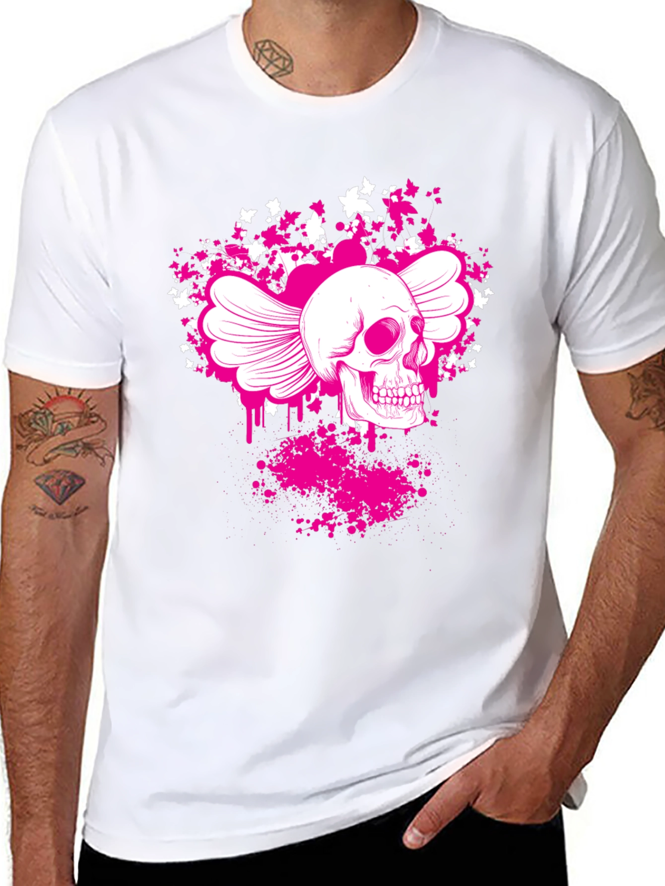 Winged Skull Graphic T-Shirt - Black