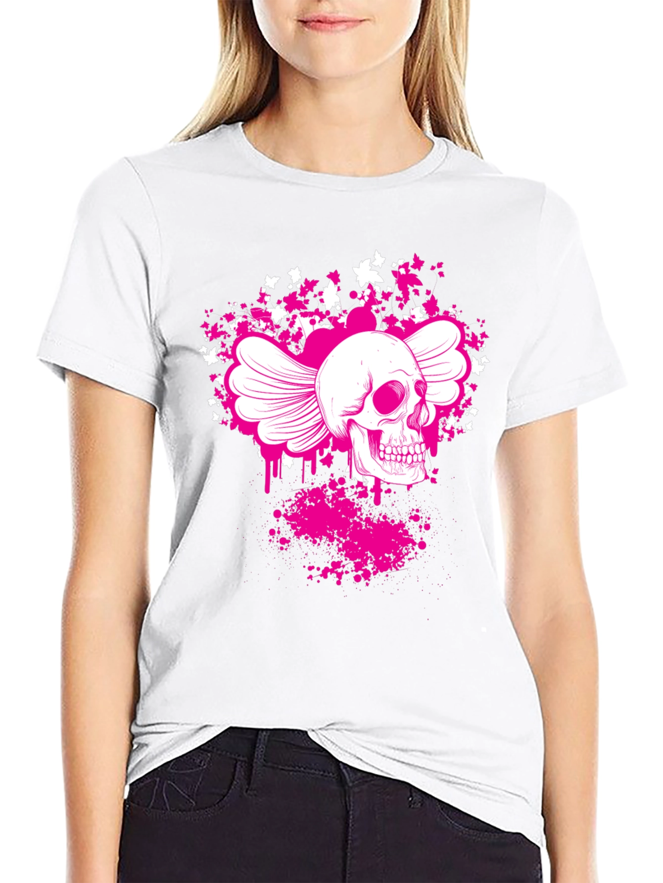 Winged Skull Graphic T-Shirt - Black