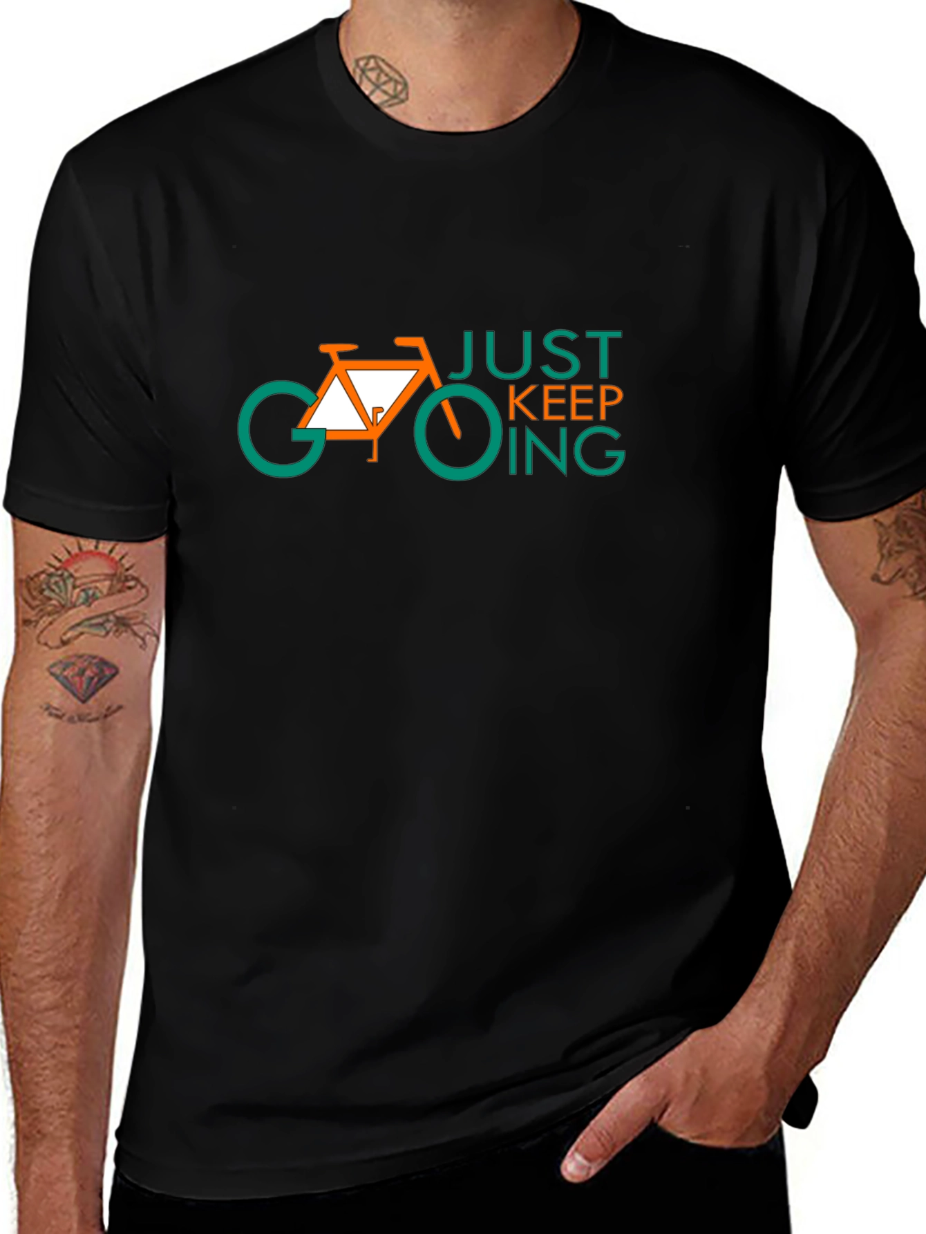 Just Keep Going Bike Graphic Tee - Black