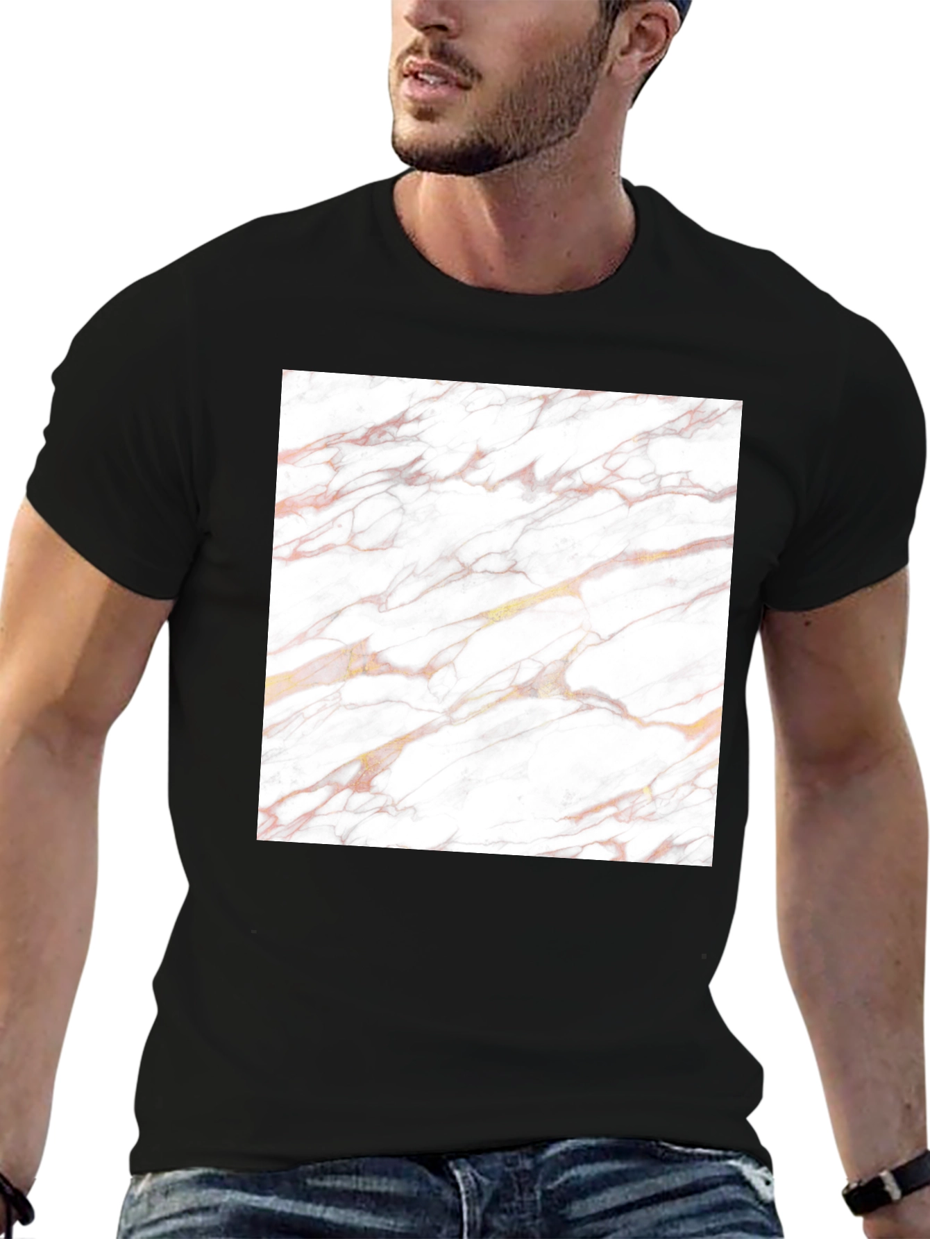 Marble Texture Graphic Black Tee