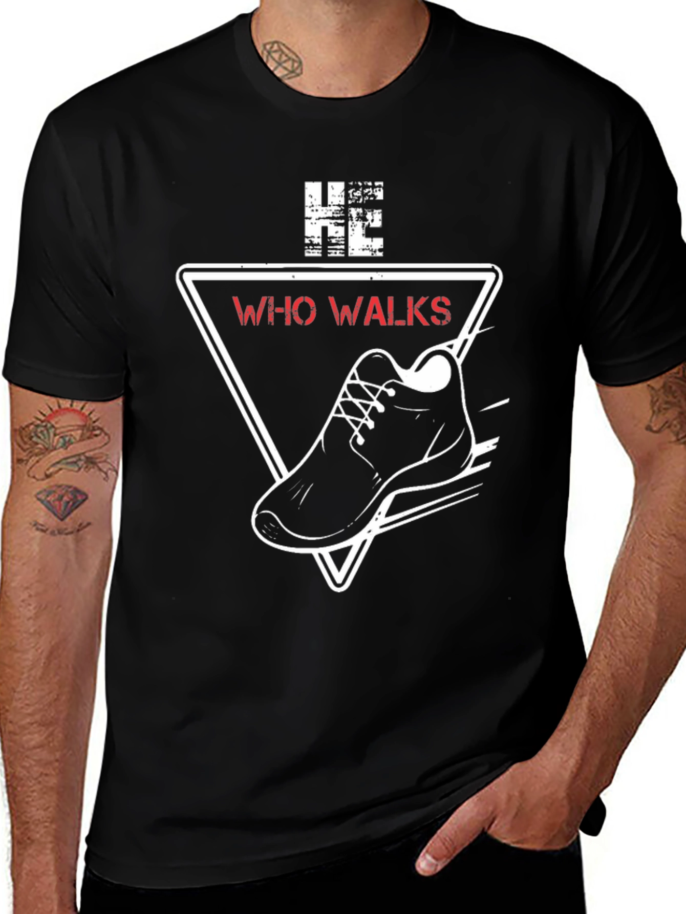 Who Walks Graphic Tee - Mens Black T-Shirt