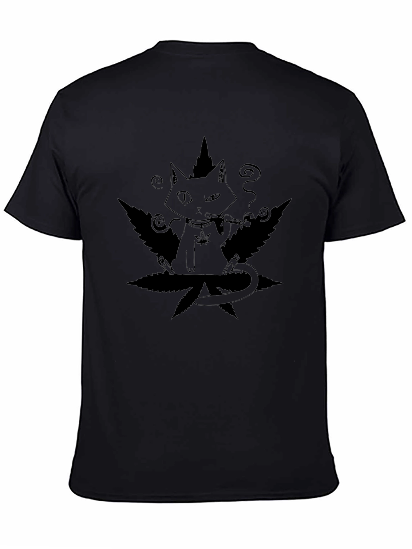 Cool Cat T-Shirt: Smoking Cat on Weed Leaf Tee