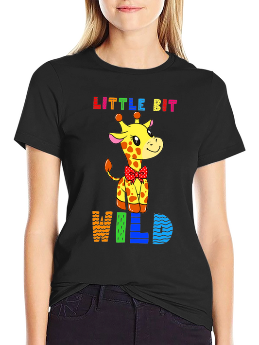 Cute Giraffe Little Bit Wild Graphic Tee