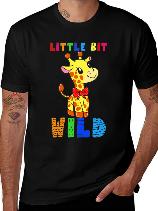 Cute Giraffe Little Bit Wild Graphic Tee