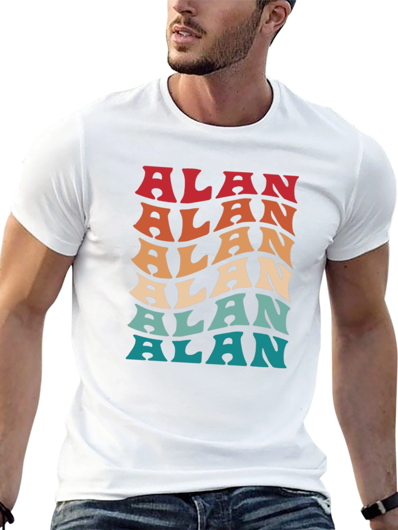 Retro Personalized Alan T-Shirt - Groovy Name Design
