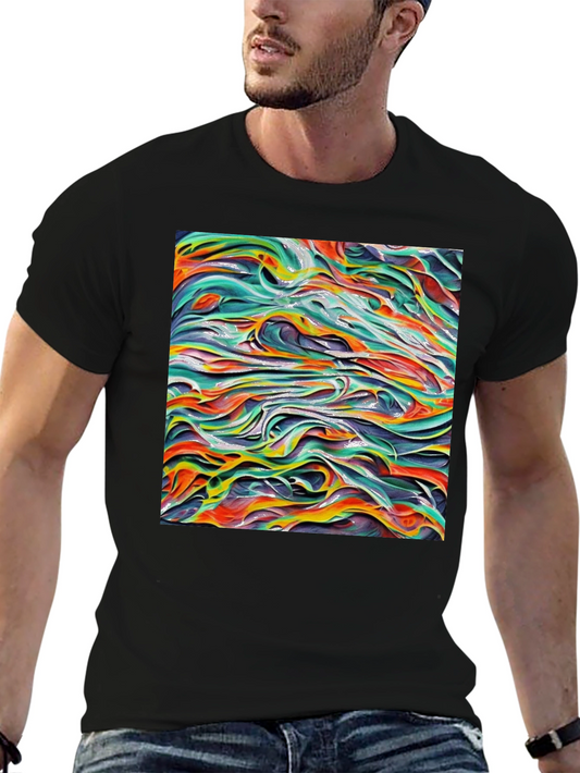 Abstract Wave Art Black T-Shirt