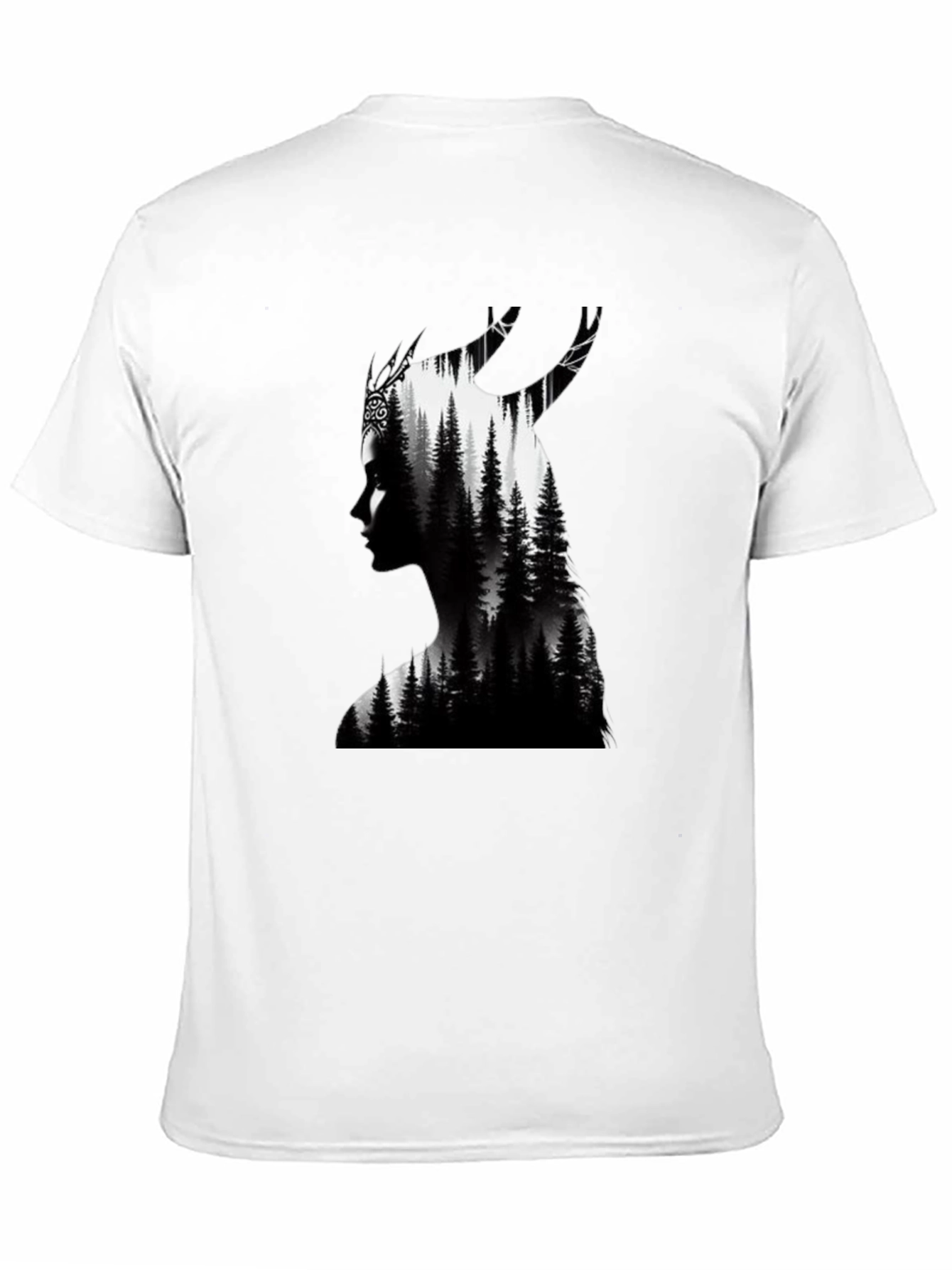 Nature Silhouette Graphic Tee - Black Cotton Blend