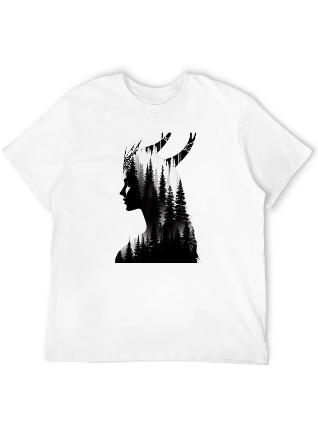 Nature Silhouette Graphic Tee - Black Cotton Blend