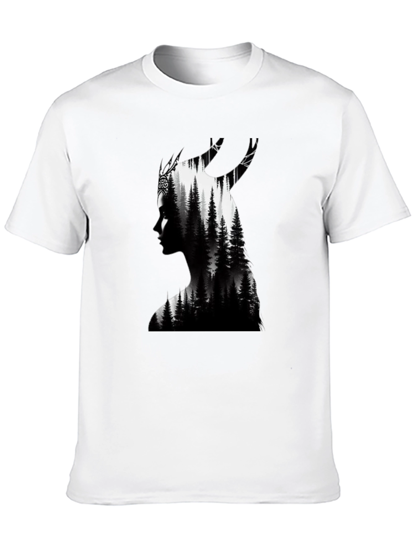 Nature Silhouette Graphic Tee - Black Cotton Blend