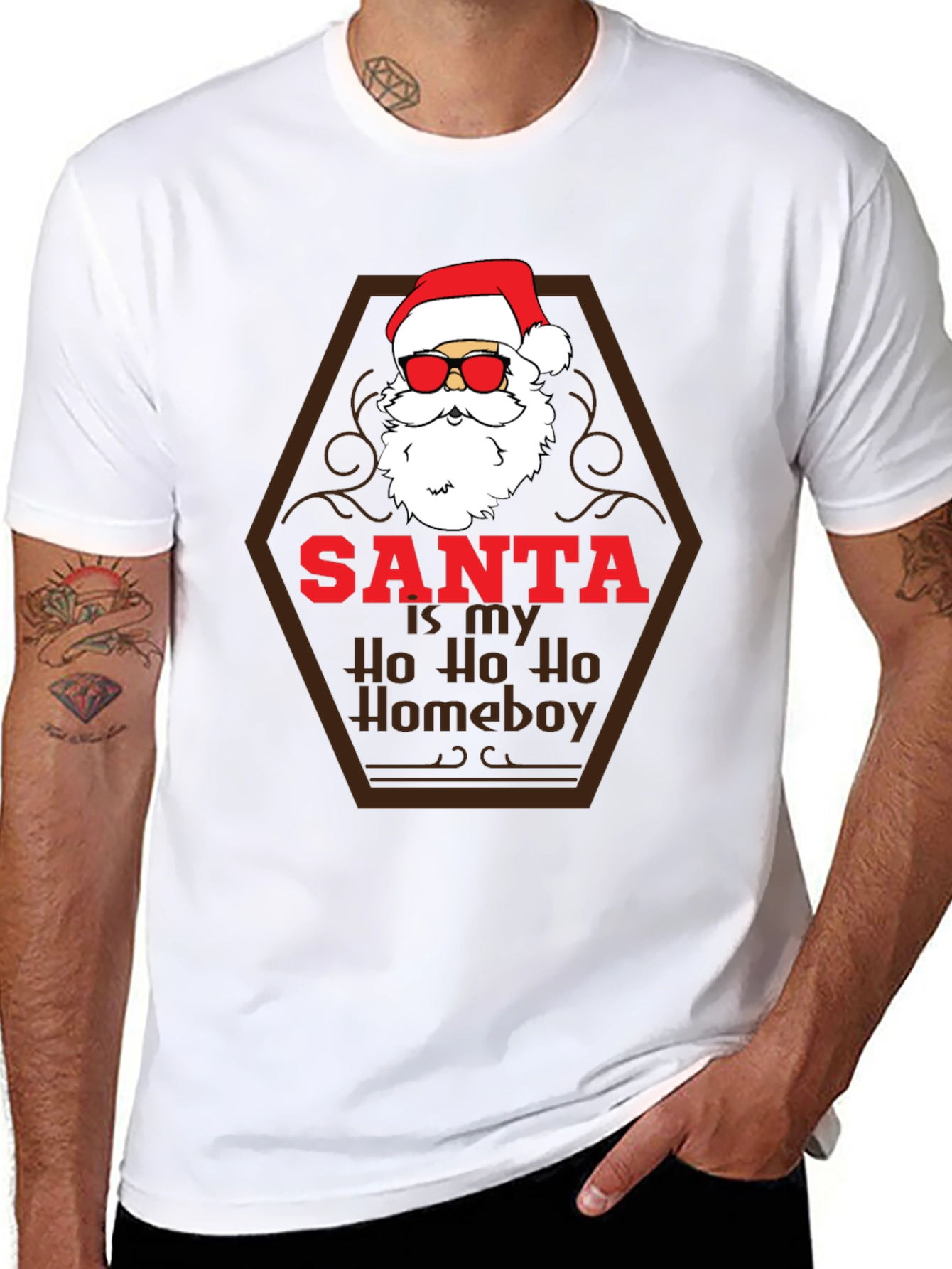Santa Ho Ho Homeboy Tee - Holiday Humor