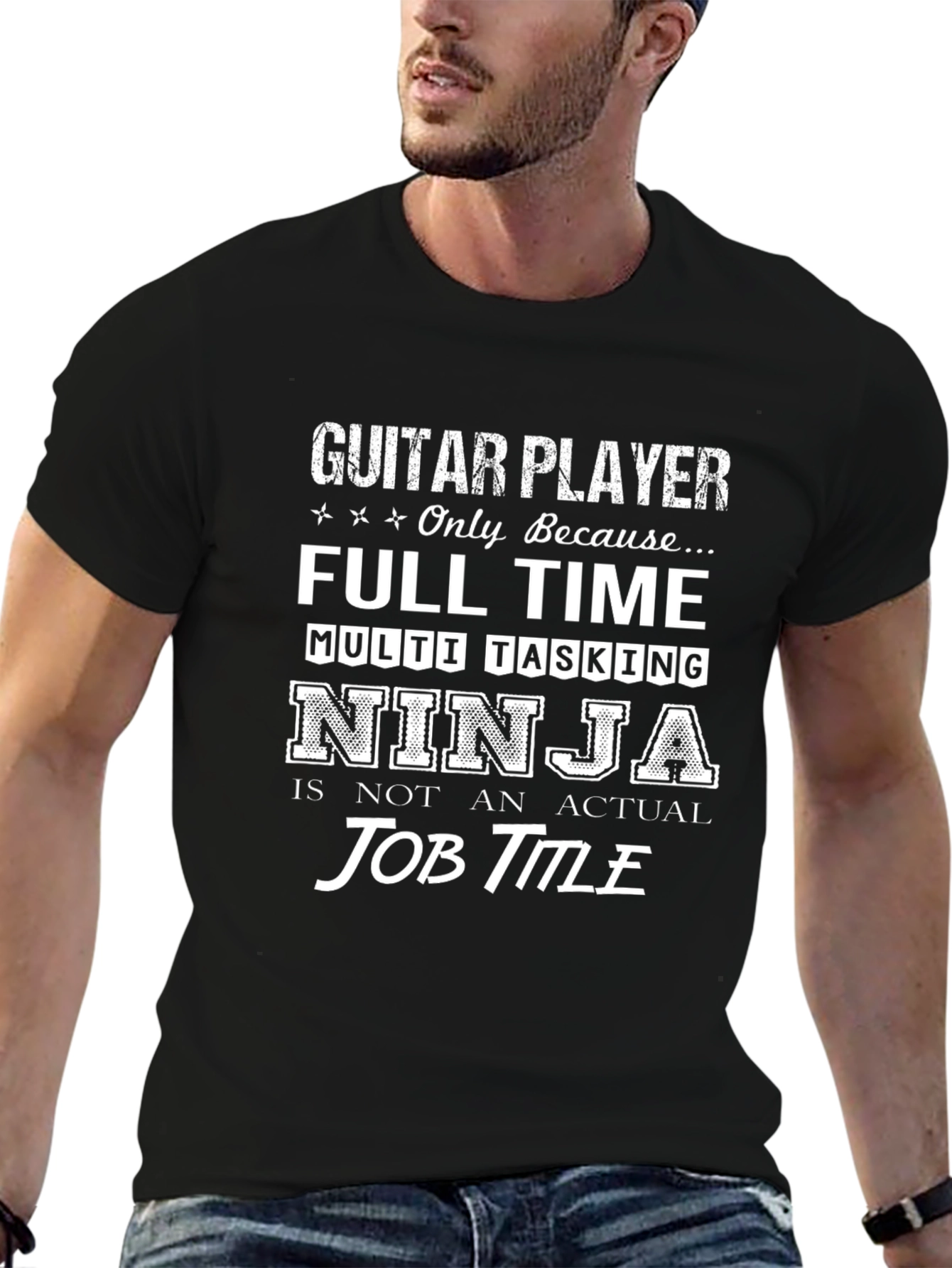 Guitar Player Ninja Job Title Graphic T-Shirt