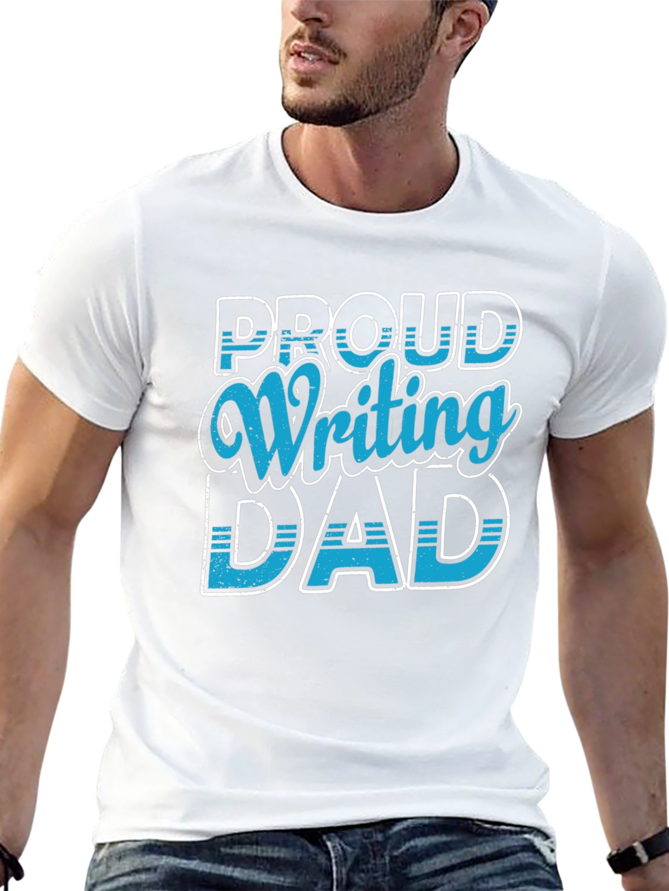 Proud Writing Dad T-Shirt - Black