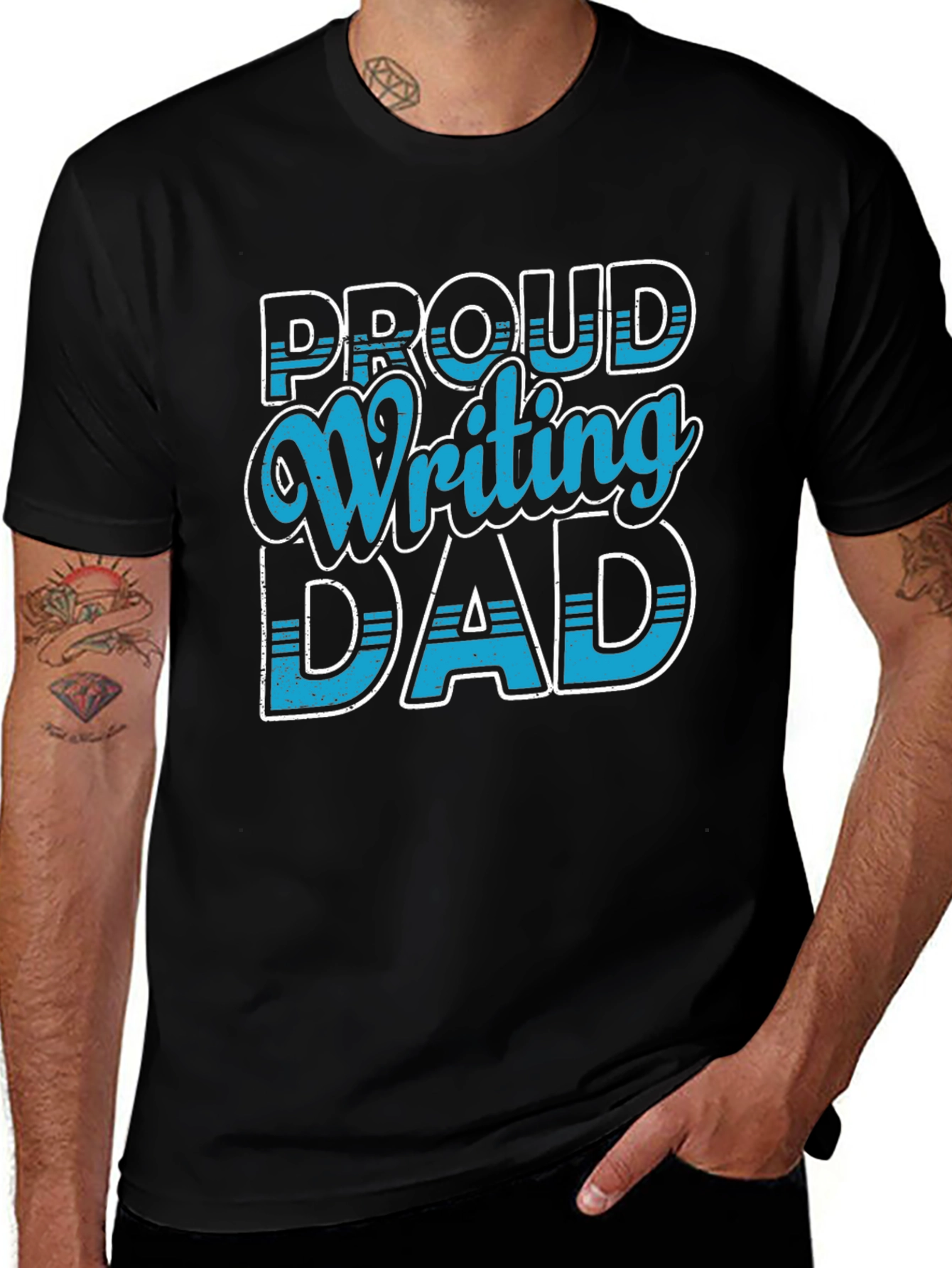 Proud Writing Dad T-Shirt - Black