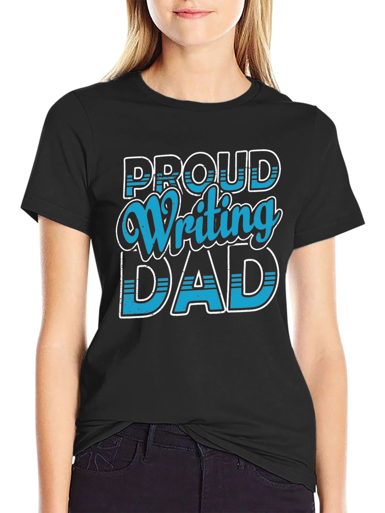 Proud Writing Dad T-Shirt - Black