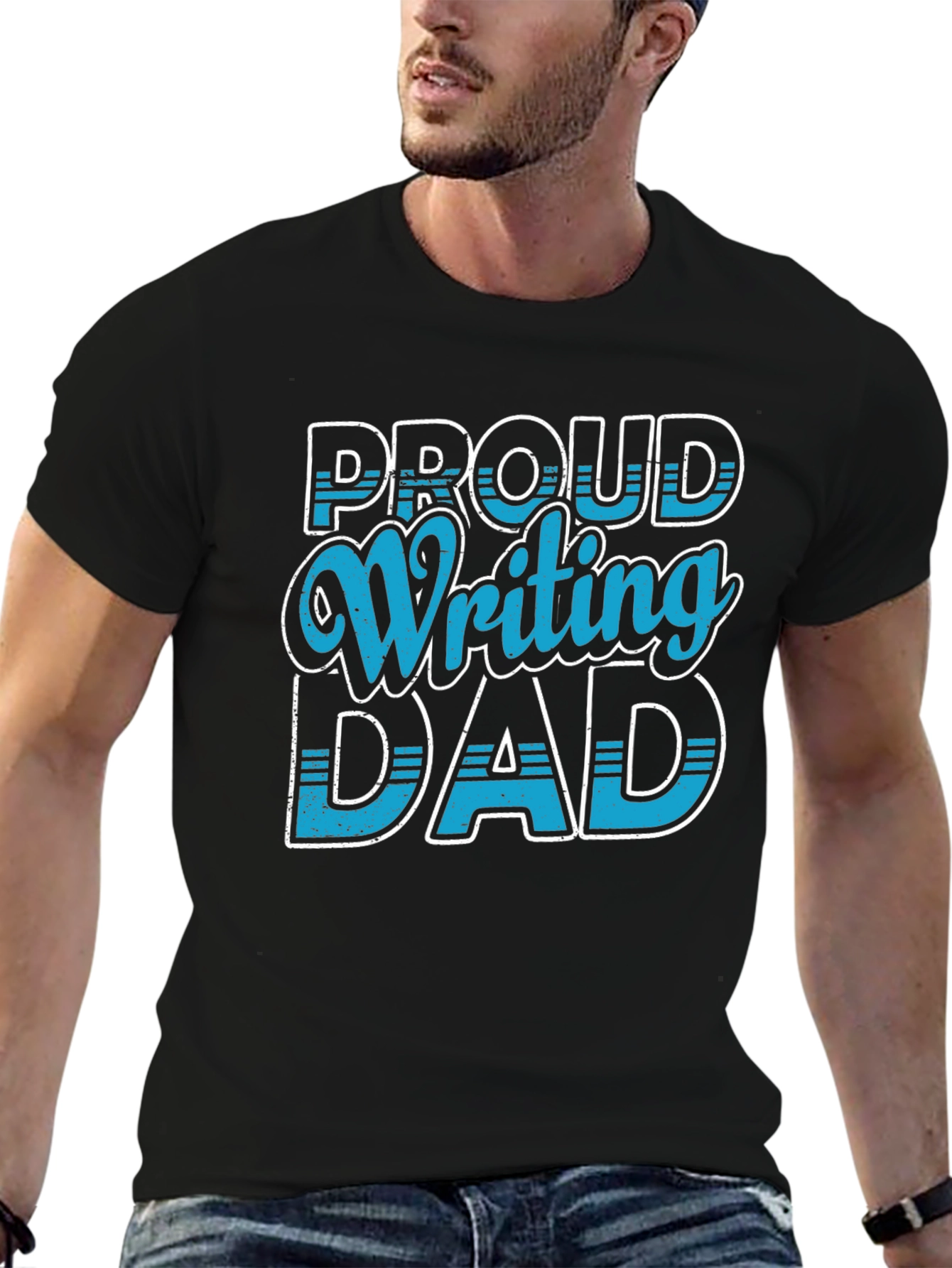 Proud Writing Dad T-Shirt - Black