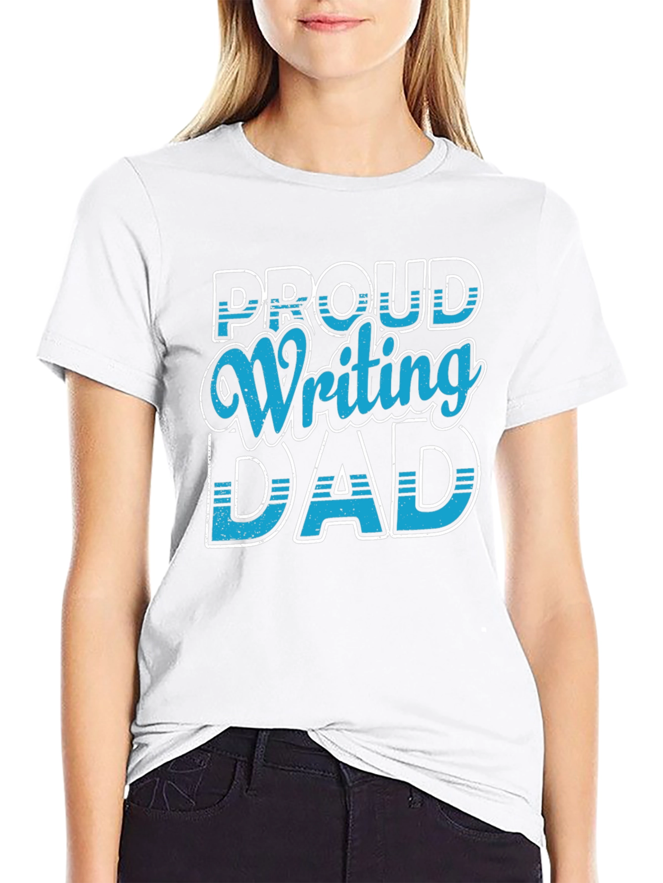 Proud Writing Dad T-Shirt - Black